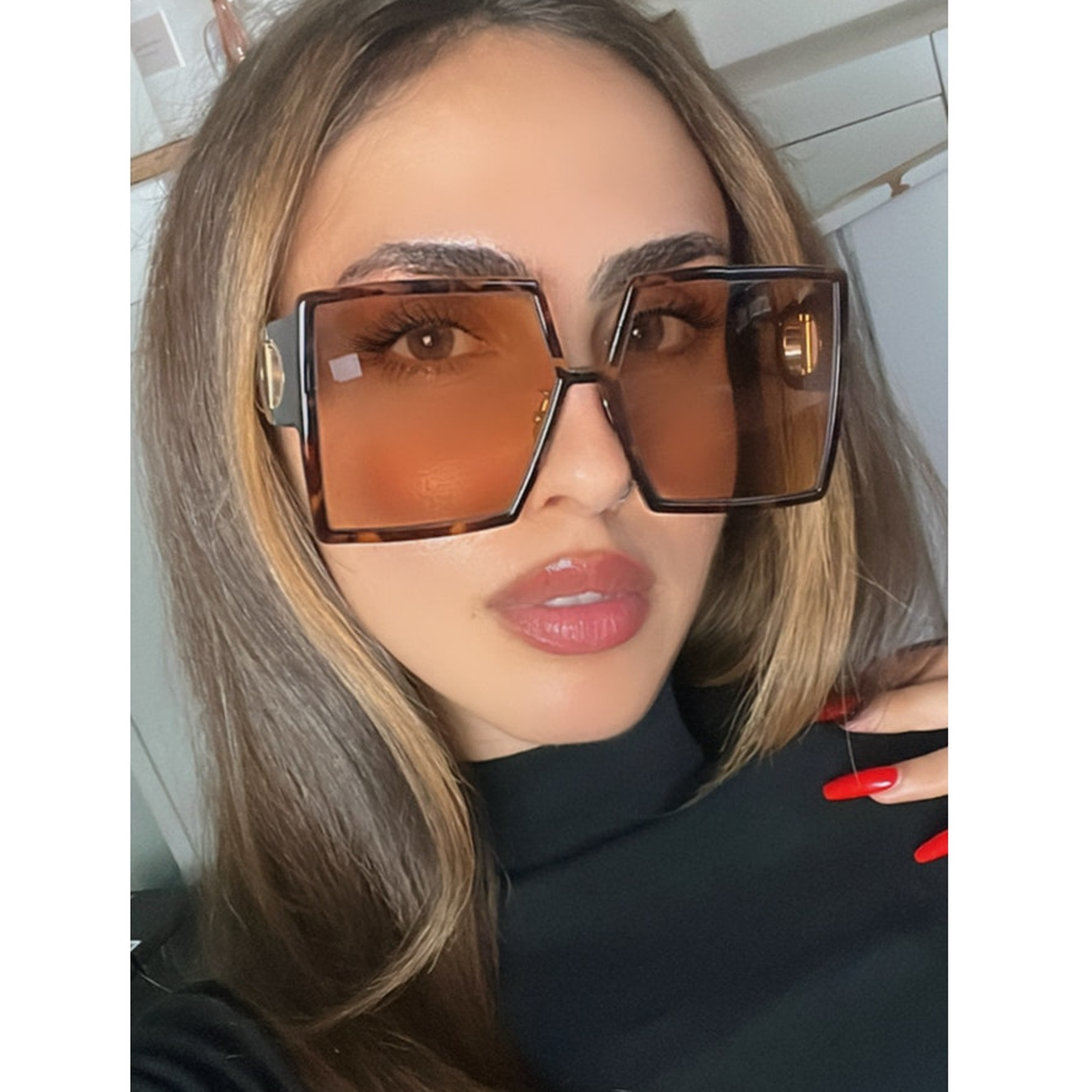 New Dior 30montaigne Su Brown Oversized Square Sunglasses